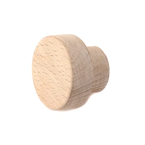 Wealrit 6 Pcs Unfinished Round Wood Cabinet Knobs with Screws