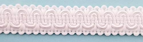 1/2" Scroll Braid Gimp w/Backing - 10 Continuous Yards - Many Color Options! (White) - color: White