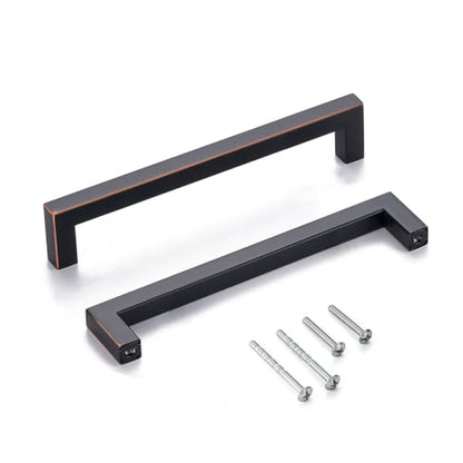 20 Pack Oil Rubbed Bronze Drawer Pulls 6.3 Inch Square Kitchen Cabinet Handles Stainless Steel Cabinet Pulls Kitchen Cabinet Hardware Cupboard Handles - color: Oil Rubbed Bronze, size: 6.3 inch hole centers