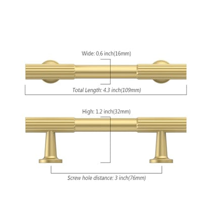 Asidrama 10 Pack 3 inch Brushed Gold Kitchen Cabinet Handles - color: Brushed Gold, size: 3" Hole Center