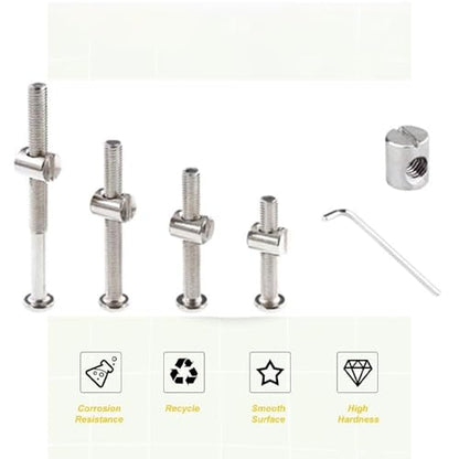 Baby Bed Frame Bolts, Crib Screws Hardware ReplacementKit M6x40/50/60/70/80mm Hex Drive Socket Cap Screws Barrel Nuts Wooden Dowel Kit for Beds Chairs Furniture et (16Set) - size: 16Set