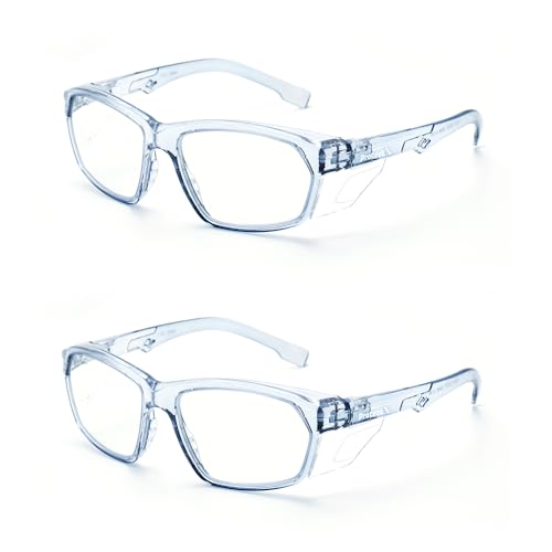 ProtectX Stylish Safety Glasses Anti-Fog Scratch Blue Clear - 2PC - color: 2 Pack Blue