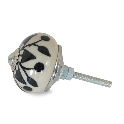 Ceramic Cabinet Knobs Set of 12, Black White Drawer Pulls - color: Black & White