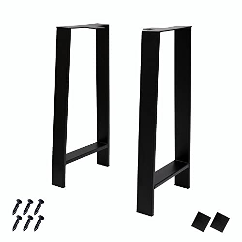 Heavy Duty Metal Table Legs 24" H Black DIY Iron Legs Height Industrial Square Tube Sturdy H Shape Furniture Legs for Bench Coffee Computer Dinning Table Office Desk Legs 2 Pcs with Screws - size: 24"H