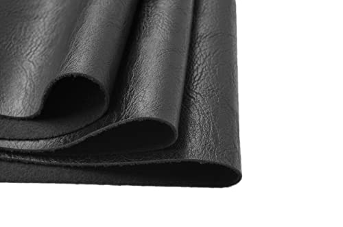 Wento Thick Faux Leather Fabric Soft Skin Grain PU Leather for Furniture Cover Reupholster Sofa Chairs Cushions Vinyl Upholstery (1 Yard, Black) - color: Black, size: 1 Yard (54" x 36")