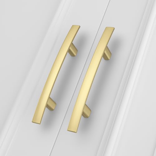 homdiy 5 Pack Brushed Gold Cabinet Pulls, Solid Zinc Alloy, 3 Inch CC - color: Matte Gold, size: 3 Inch Hole Center