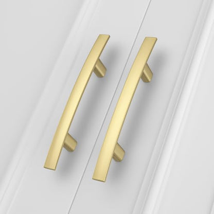 homdiy 5 Pack Brushed Gold Cabinet Pulls, Solid Zinc Alloy, 3 Inch CC - color: Matte Gold, size: 3 Inch Hole Center