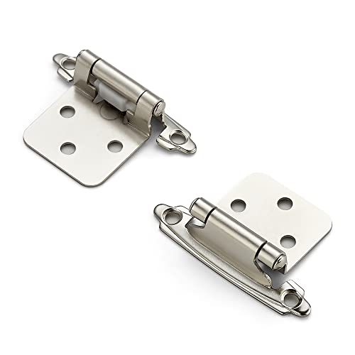Ravinte Brushed Nickel Cabinet Hinges, 1/2 Inch Overlay, 30 Pack (15 Pairs) - color: Satin Nickel