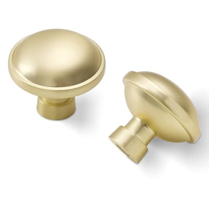 10 Pack Kitchen Cabinet Knobs Brushed Brass Cabinet Knobs Gold Drawer Knobs Solid Kitchen Hardware - color: Brushed Brass, size: 1-1/4'' Diameter(32mm)