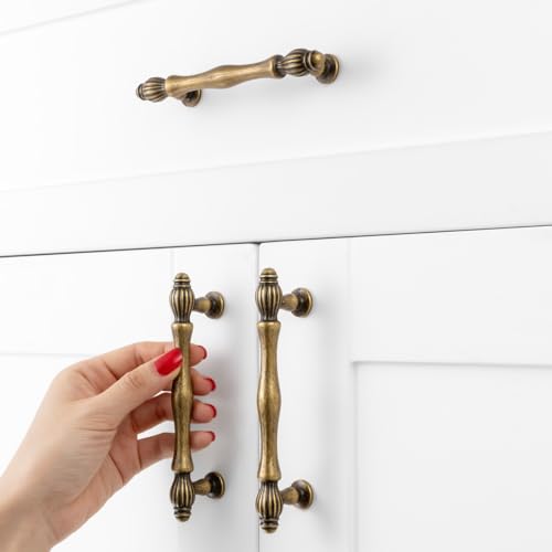 3-3/4 Inch Antique Brass Cabinet Pulls Drawer Handles 10 Pack 2510 - color: Antique Brass, size: 3-3/4 In Hole Distance