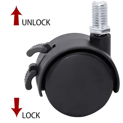 Zorfeter 1.5 Inch M8 Threaded Stem Casters Wheels, Black, Set of 4 - style: 1.5 Inch Stem Casters