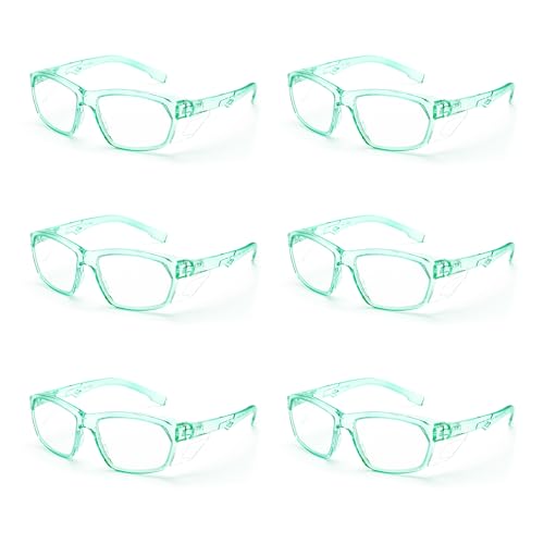 ProtectX Stylish Safety Glasses Anti-Fog Scratch Jade Clear - 6PC - color: 6 Pack Jade
