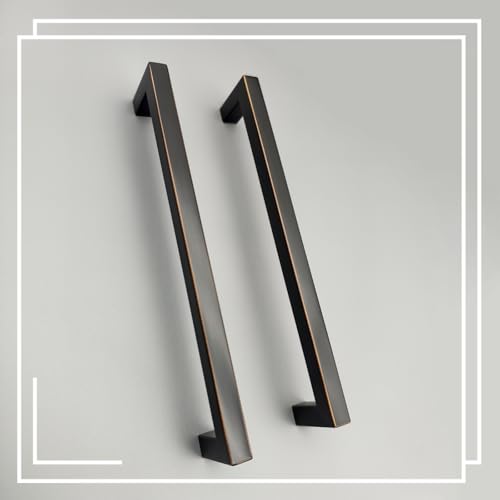 20 Pack Oil Rubbed Bronze Drawer Pulls 6.3 Inch Square Kitchen Cabinet Handles Stainless Steel Cabinet Pulls Kitchen Cabinet Hardware Cupboard Handles - color: Oil Rubbed Bronze, size: 6.3 inch hole centers