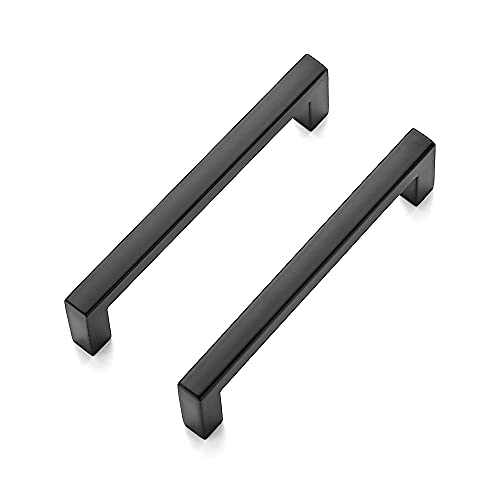 Ravinte Matte Black Cabinet Handles Solid Cabinet Pulls 3-3/4 Inch 5 Pack - color: Black, size: Flat Black 3-3/4'' Hole Center