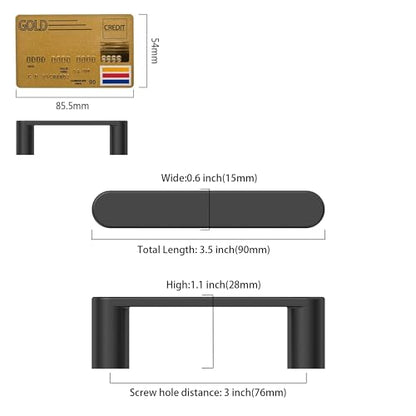 Amerdeco 10 Pack ZH0005MB Matte Black Cabinet Pulls 3" - color: Matte Black, size: 3" hole center