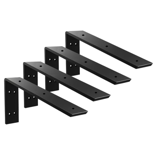 WINKER Countertop Support Bracket 4 Pack Heavy Duty 3/8" Thick Hidden L Shelf Bracket 20" x 8" x 2.5" Metal Corbels for Quartz/Granite/Wood/Concrete/Laminate Countertops, Black (7 Hole) - size: 20″x8″x2.5″-7 hole-3/8" thick, style: Black-4Pack