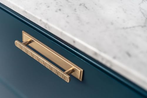 Goo-Ki 2 Packed Champagne Bronze Cabinet Pulls with Grooved Edge Square Backplate- 5''(128mm) Hole Centers Zinc Alloy Drawer Pulls in Modern Style - color: Champagne Bronze, size: 5.0 inch (128 mm) Hole Centers, style: Pulls With Grooved Edge Square Backp