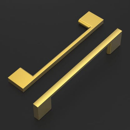 Amerdeco 10 Pack Vibrant Brushed Moderne Brass Zinc Alloy Cabinet Pulls 5" - color: Brushed Moderne Brass, size: 5" hole center
