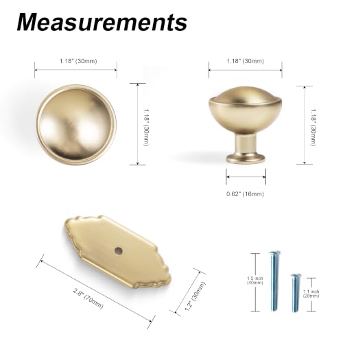 6Pack Champagne Bronze Cabinet Knobs with Backplate Drawer knobs - color: Champagne Bronze, style: Crown Crest