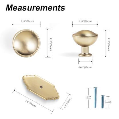 6Pack Champagne Bronze Cabinet Knobs with Backplate Drawer knobs - color: Champagne Bronze, style: Crown Crest