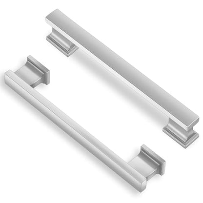 Lardmon 10 Pack 5 Inch(128mm) Hole Center Brushed Satin Nickel Kitchen Cabinet Handles Modern Cabinet Pulls Kitchen Cabinet Hardware Solid Drawer Pulls Handles for Dresser, Total Length 6.06 Inch - color: Brushed Satin Nickel, size: 5 Inch Hole Center