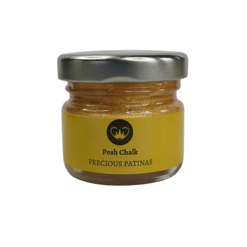 Posh Chalk PCP0301 Precious Aqua Patina - Radiant Gold 30ml - Water-Based - Vibrant + Deep Color - Upcycling, Furniture, Wax - Indoor + Outdoor Use - color: Radiant Gold