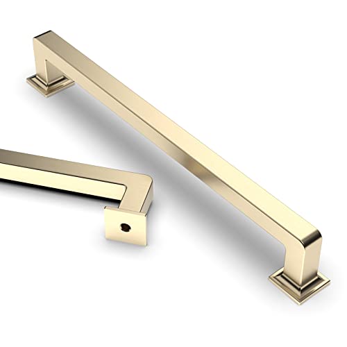Asidrama 10 Pack 6.3 inch Brushed Brass Kitchen Cabinet Handles - color: Brushed Brass, size: 6.3" Hole Center(160mm)