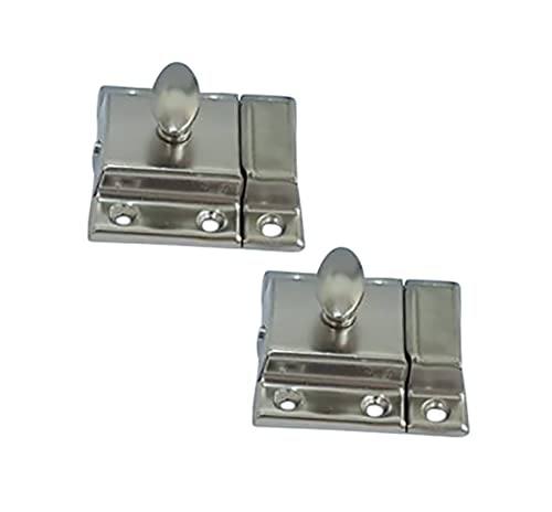 QCAA Oval Turn Cabinet Latch, for Cupboard & Other Furniture, Large, Chrome Plated, Made in Taiwan, 2 Pack - color: Chrome Plated, size: 2pack-large