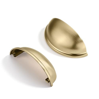 10 Pack 2-1/2" Drawer Pulls Brushed Brass Cabinet Cup Pulls Kitchen Hardware Cabinet Handles Drawer Handles Knobs 2-1/2 inch (64mm) Center to Center - color: Brushed Brass, size: 2-1/2 inch Hole Center, style: 10 Pack