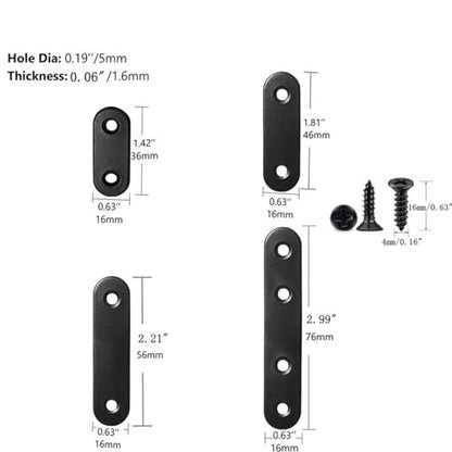 Flat Straight Brace,20Pcs Metal Brackets with 40Pcs Screws - size: 20Pcs-Straight 16mm*36mm/0.63” *1.42”