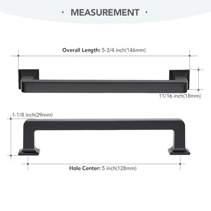 HOME EDIT Matte Black Cabinet Handles Zinc Pulls 5 Inch 10 Pack - color: Matte Black, size: 5 inches Hole Center