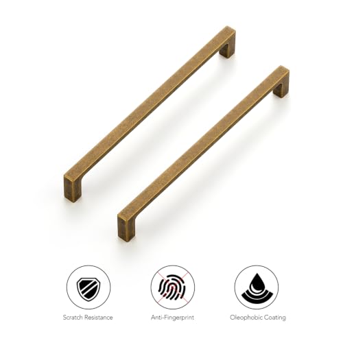 Ravinte Antique Brass Cabinet Handles Solid Square Pulls 7-1/2 Inch 10 Pack - size: 7-1/2 Inch Hole Center
