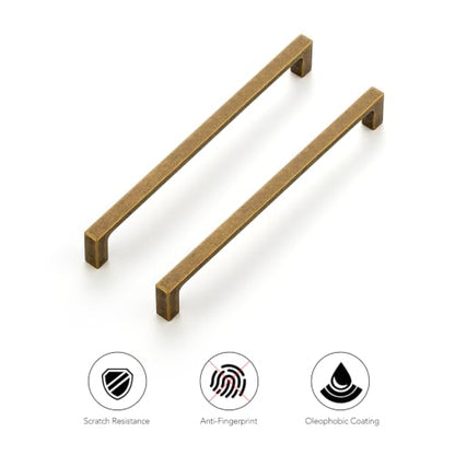 Ravinte Antique Brass Cabinet Handles Solid Square Pulls 7-1/2 Inch 10 Pack - size: 7-1/2 Inch Hole Center