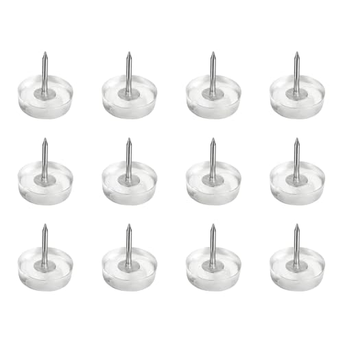 uxcell 12Pcs Furniture Sliders, 20mm Round Plastic Furniture Guides Nail-on Pads, Hardwood Floor Protectors for Chair, Table, Desk, Cabinet Leg, Transparent - size: 20 mm