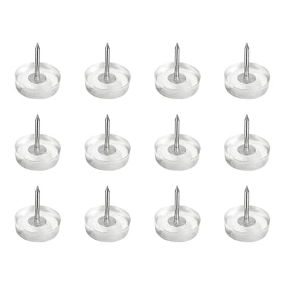 uxcell 12Pcs Furniture Sliders, 20mm Round Plastic Furniture Guides Nail-on Pads, Hardwood Floor Protectors for Chair, Table, Desk, Cabinet Leg, Transparent - size: 20 mm