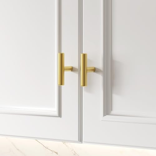 Goldenwarm 10 Pack Brushed Brass Single Hole Knobs Gold Cabinet Pulls - color: Gold, size: Single Hole