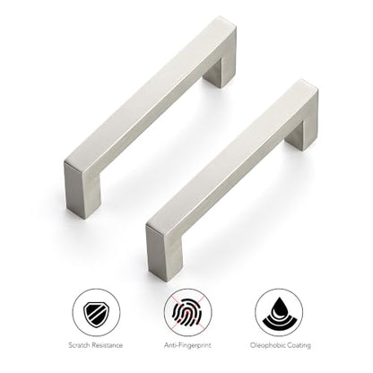 Ravinte Brushed Nickel Square Pulls Cabinet Handles,4 Inch,30 Pack - color: Brushed Nickel, size: 4 Inch Hole Center