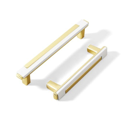 10 Pack White Gold Cabinet Pulls & Handles, 3.7 Inch Hole Center - color: White Gold, size: 4.8in/122mm
