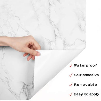 Decotalk 30"x400" Marble Contact Paper Peel and Stick White Marble Contact Paper Waterproof Marble Contact Paper for Counter Top Marble Wallpaper Removable Wallpaper for Bedroom Marble Vinyl Wrap - size: 30" x 400"