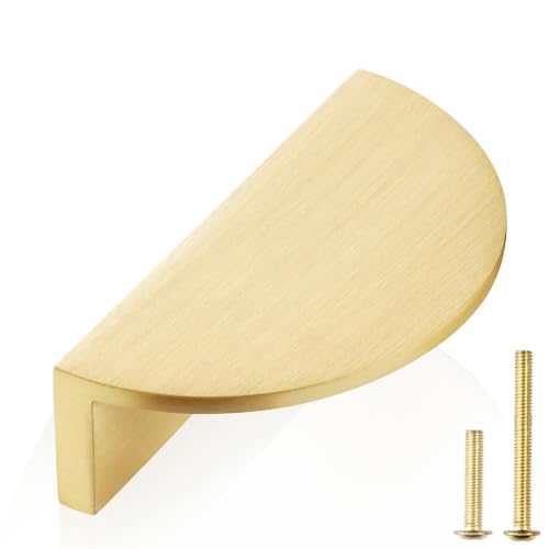 QOGRISUN 5-Pack Solid Brass Gold Drawer Pulls, Half Moon Cabinet Handles - size: 3 Inch Hole Centers