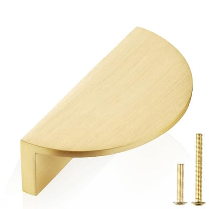 QOGRISUN 5-Pack Solid Brass Gold Drawer Pulls, Half Moon Cabinet Handles - size: 2.5 Inch Hole Centers