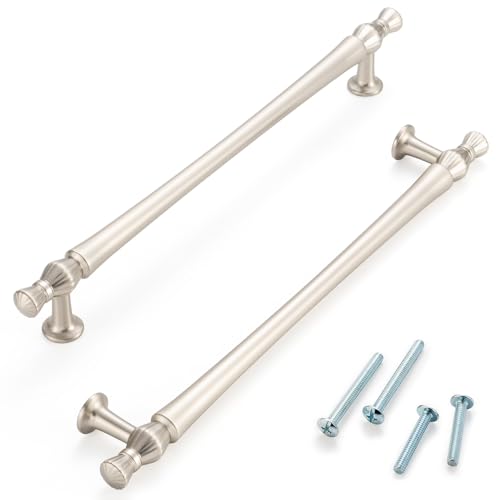 7-1/2 Inch Brushed Nickel Cabinet Pulls 5 Pack French Style P2408 - color: Brushed Nickel, size: 7-1/2" Hole Centers-5 Pcs
