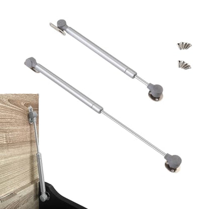 2 Pack 14Inch 150N/33 lbs Soft Close Toy Box Hinges Gas Strut Safety Hinges for Heavy Curved, Round, Arched & Flat Lids, Cabinet - color: Satin nickel silver 150N