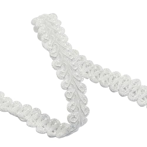 White Gimp Braid Trim, 1/2 Inch Width - color: White