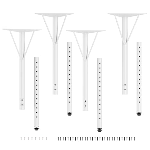 Yuleimy Adjustable Metal Table Legs 19-30 Inch, Heavy Duty Desk Leg, White - color: White 4-pack