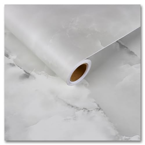 CRE8TIVE 12"x80" Matte Grey Cloudy Marble Contact Paper Waterproof Removable Marble Wallpaper Kitchen Countertop Peel and Stick Self Adhesive Vinyl Warp for Bedroom Bathroom Desks Table Top Sticker - color: Gray, size: 12" x 80"