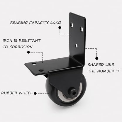 Semetall 2pcs Swivel Caster Wheels with L Shape Plate 2 Inch Black - style: A-007