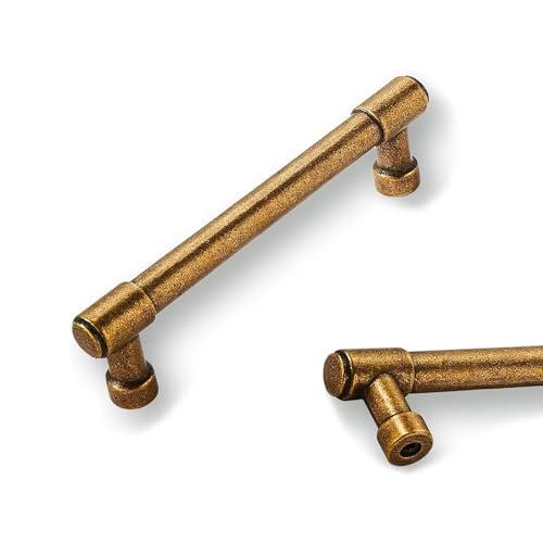 10 Pack 3-1/4 Inch Antique Bras Drawer Pulls Cabinet Hardware Handles for Cabinets & Cupboards - color: Antique Brass, size: 3-1/4"(82mm) Hole Center