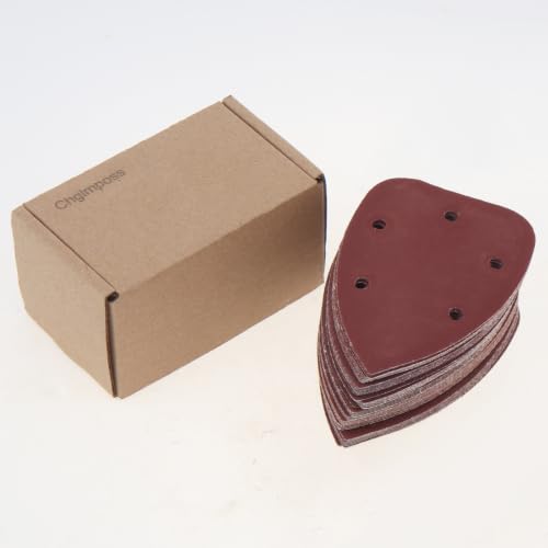 ChgImposs 60 Pcs Mouse Detail Sander Sanding Paper, 5 Hole Sanding Pads 80 150 240 320 400 600 Grit 10 Each of, Hook and Loop Sandpaper Pads for Palm Sander