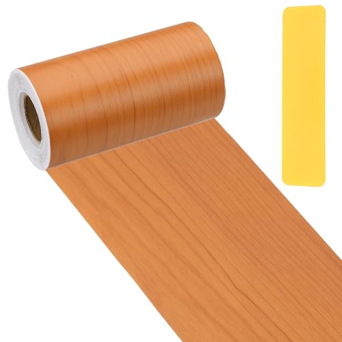 PATIKIL Wood Grain Repair Tape 4" x33', Self Adhesive Realistic Textured Repair Patch Peel and Stick Wood Tape with Scraper for Floor Door Window Furniture Table Red Cherry - color: Red Cherry, size: 4"x33'